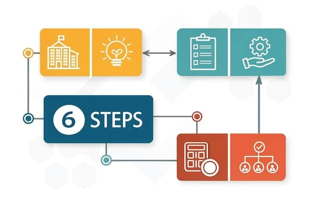 A flowchart illustrating the step-by-step process of applying for a US Department of Energy grant, from initial research and proposal writing to submission and review. The flowchart highlights key milestones and decision points in the application process.