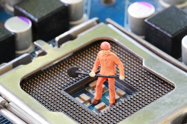 A close-up shot of a technician working on the internal components of a large lithium-ion battery used for solar energy storage. The technician is wearing safety gear, and the background is filled with rows of similar battery units.