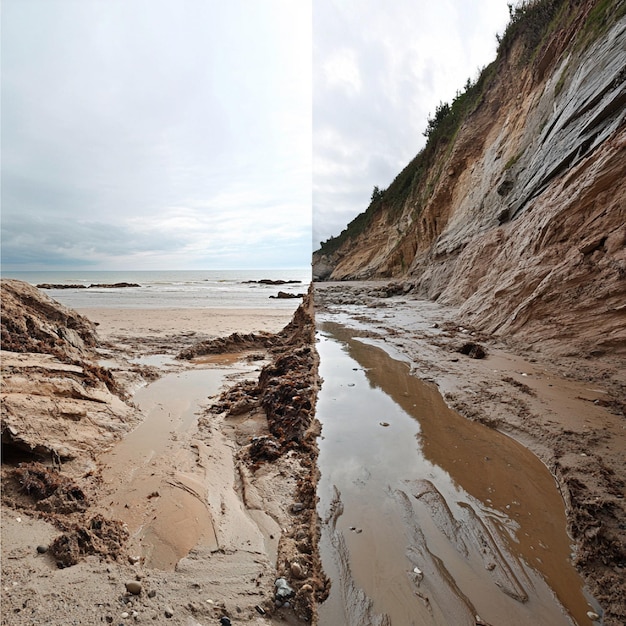 A split-screen image showing two contrasting scenarios: On one side, a overflowing landfill with piles of waste; on the other, a pristine natural landscape showcasing the beauty preserved by sustainable practices.