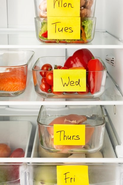 A visually appealing image showcasing a well-organized refrigerator with labeled containers filled with various leftovers and fresh produce, emphasizing the importance of proper food storage to minimize waste.