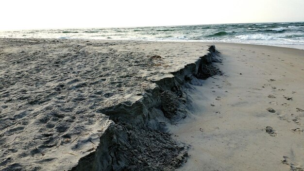 A side-by-side comparison showing a severely eroded coastline before restoration and the same coastline after the implementation of a living shoreline project, with thriving vegetation and a more stable shoreline.