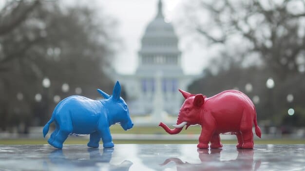 A graph comparing the belief in climate change across different political affiliations (Democrat, Republican, Independent) in the United States, visually highlighting the partisan divide.