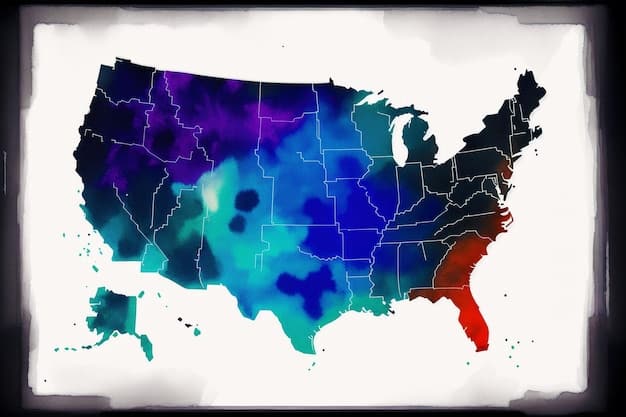 A map of the United States highlighting regions at high risk of displacement due to climate change, including coastal areas, floodplains, and drought-prone regions. The map uses color-coding to indicate the level of risk.